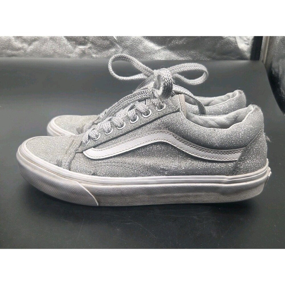 Size 8 - VANS Old Skool Silver Glitter Womens 8 Mens 6.5 Lace Up Sneakers
